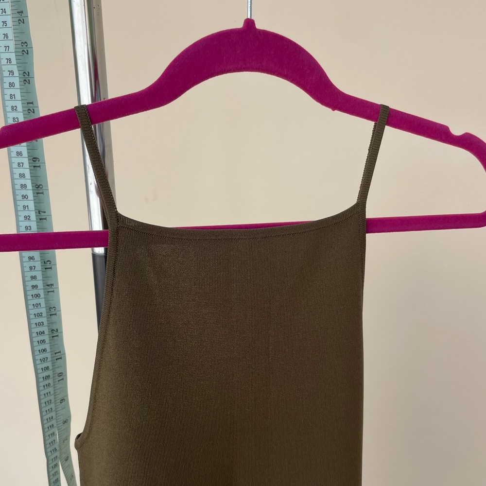 Massimo Dutti Green Knit Spaghetti Strap Slip Dress - Picture 8 of 14